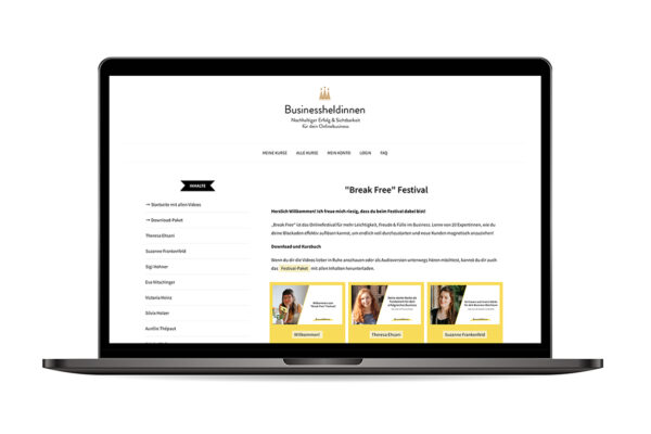 Mitgliederbereich „Businessheldinnen Academy“