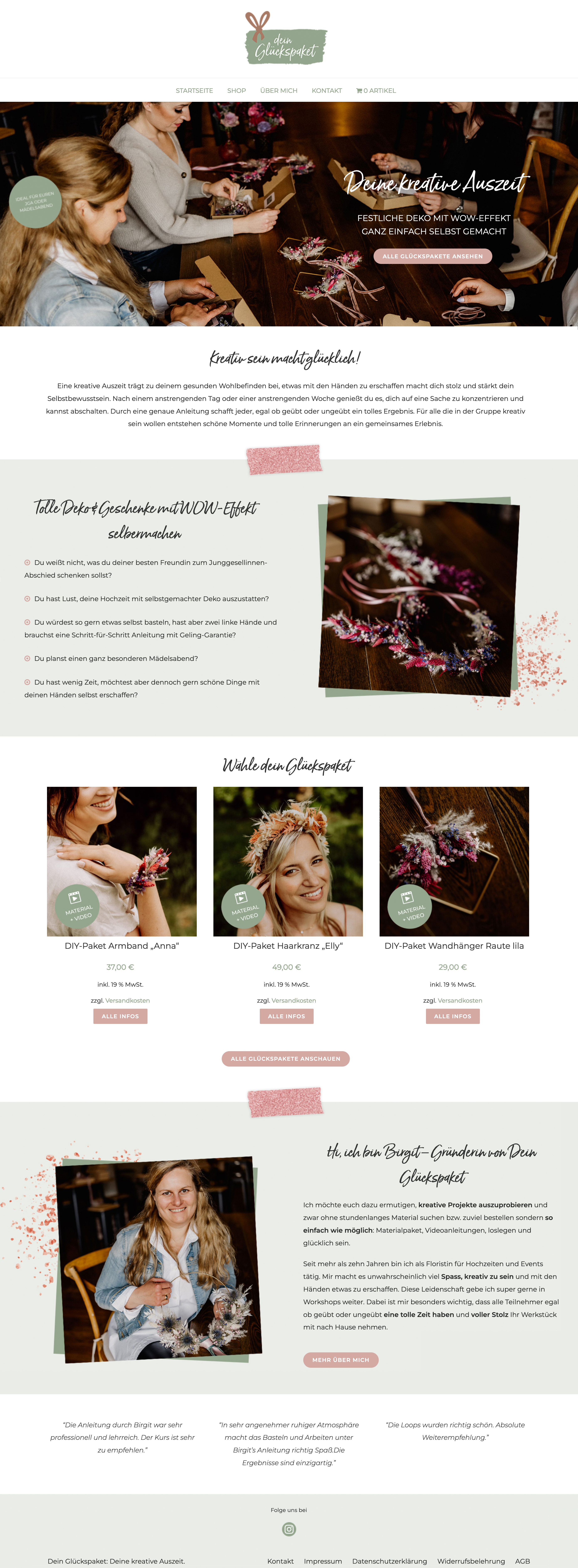 Webseite "Dein Glückspaket"