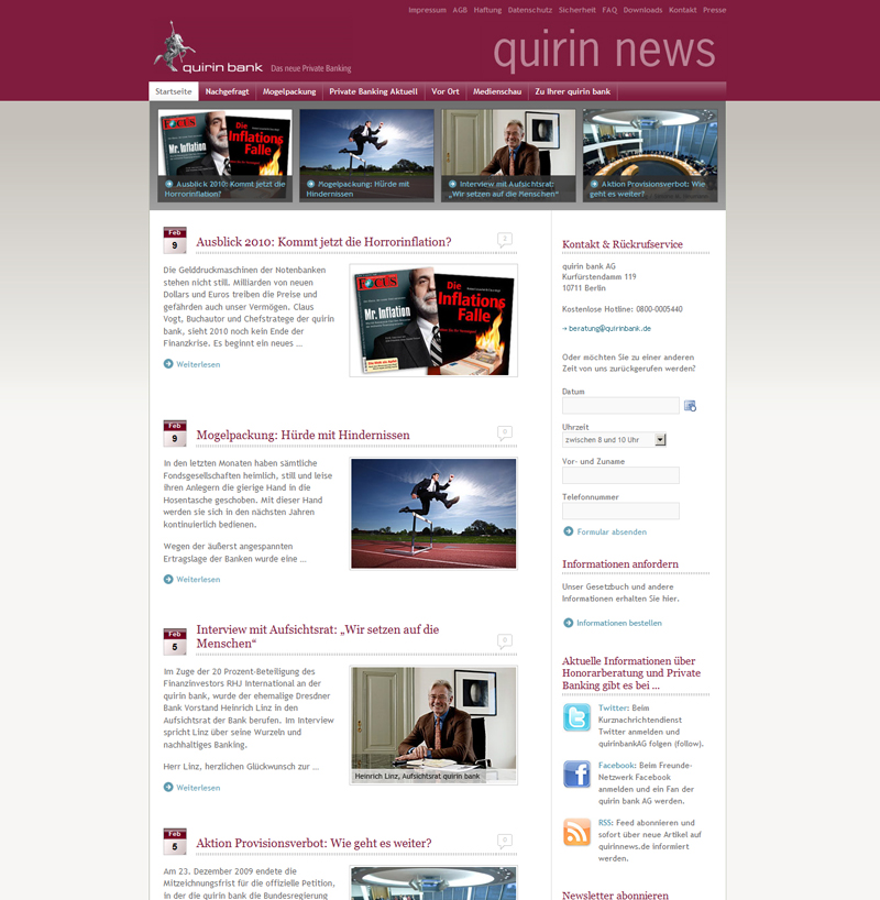 Webseite "quirin News"