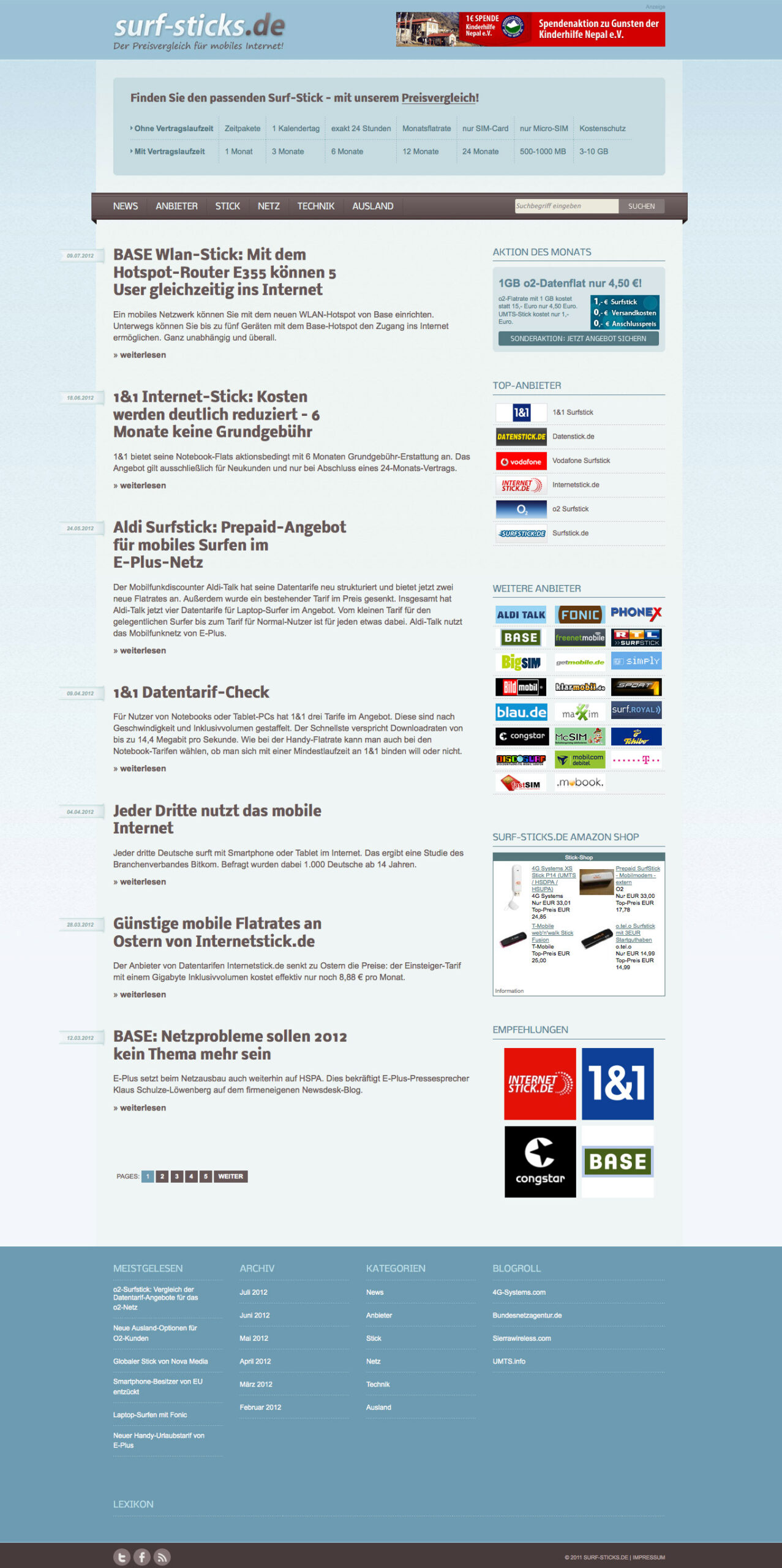 Webseite Surfsticks
