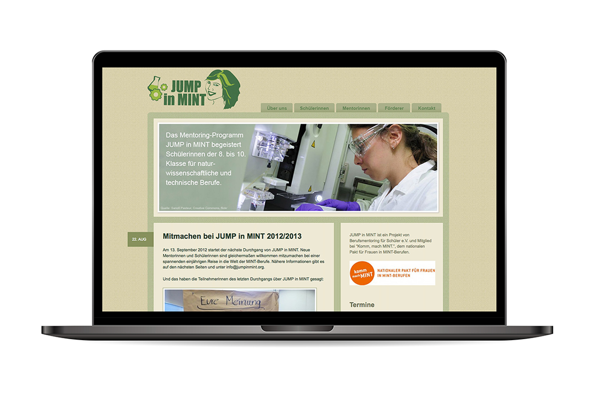Webseite "Jump in MINT"