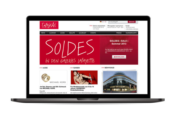 Webseite „Galeries Lafayette Berlin“