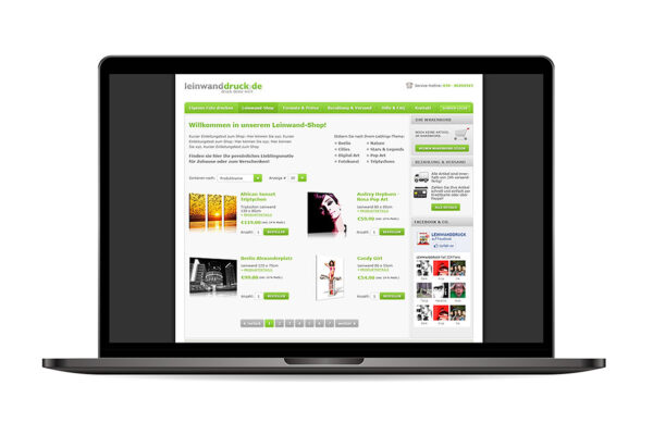 Webseite leinwanddruck.de