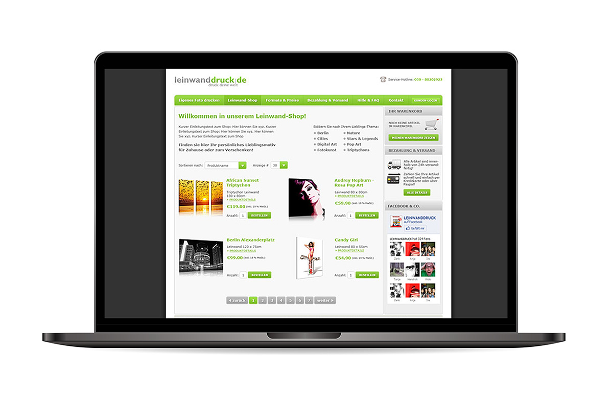 Webseite leinwanddruck.de