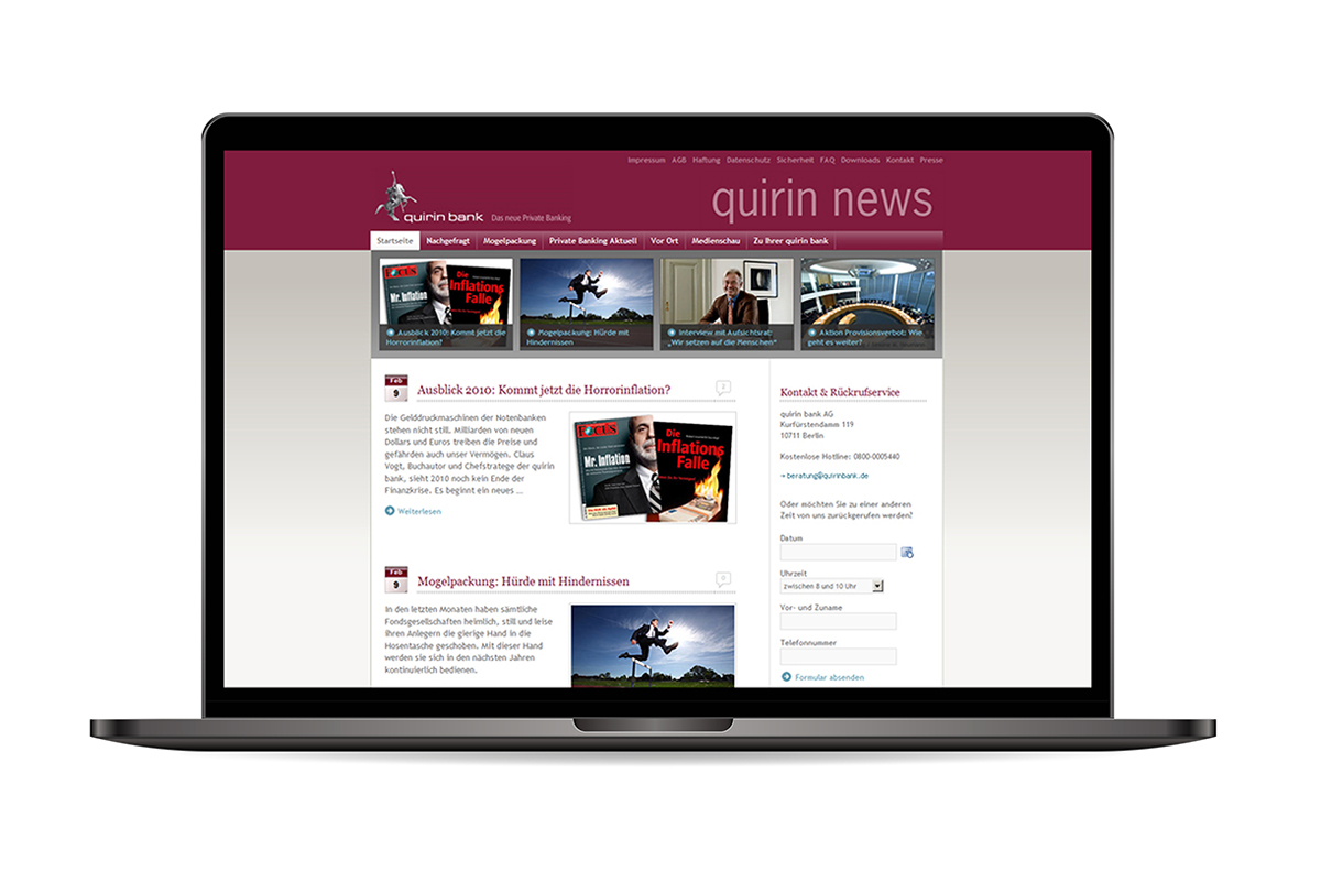 Webseite "quirin News"