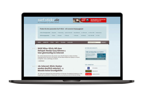 Webseite Surfsticks