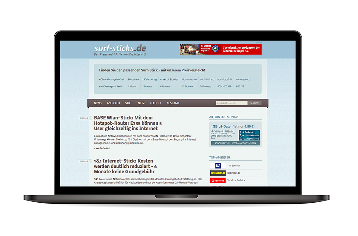 Webseite Surfsticks