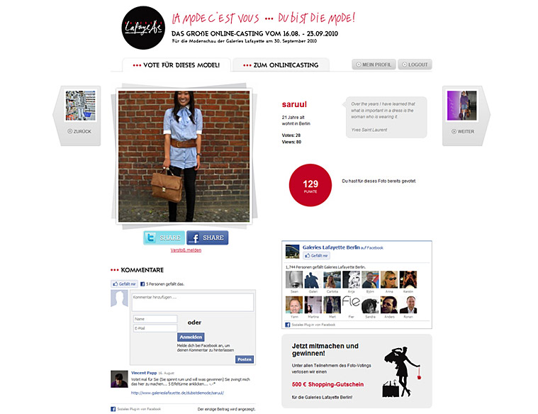 Webdesign "La mode c'est vous" (Galeries Lafayette)