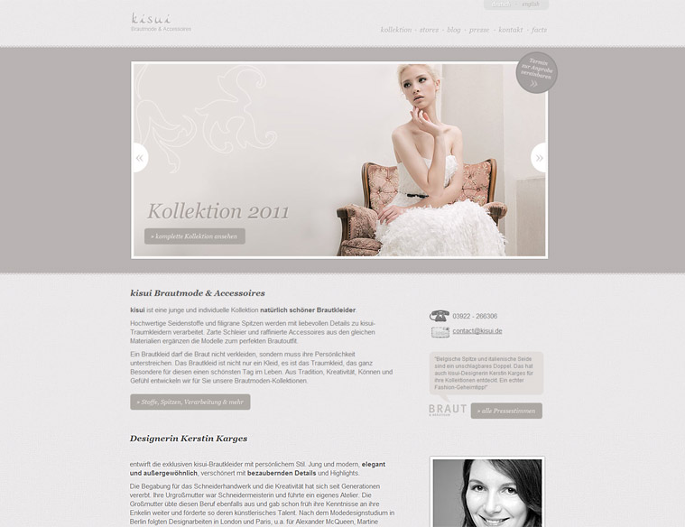 Webseite "kisui Brautmode"