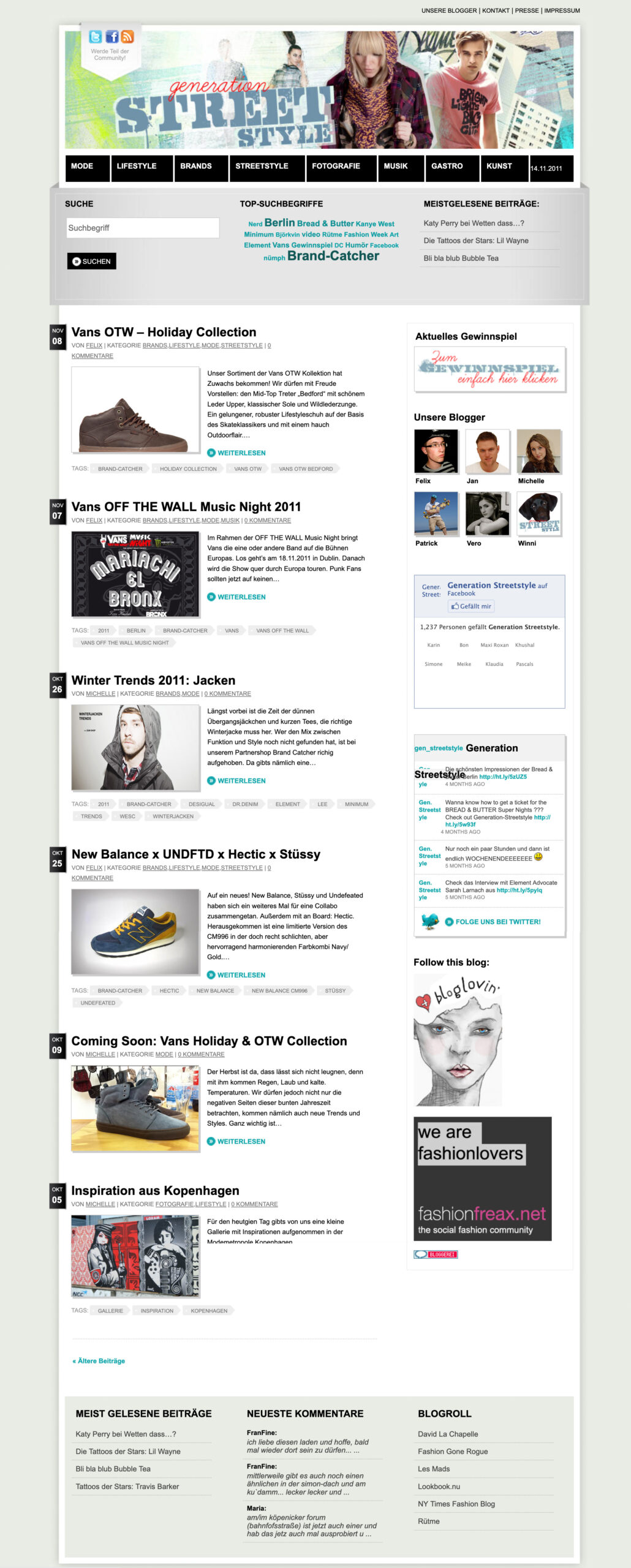 Webdesign "Generation Streetstyle"