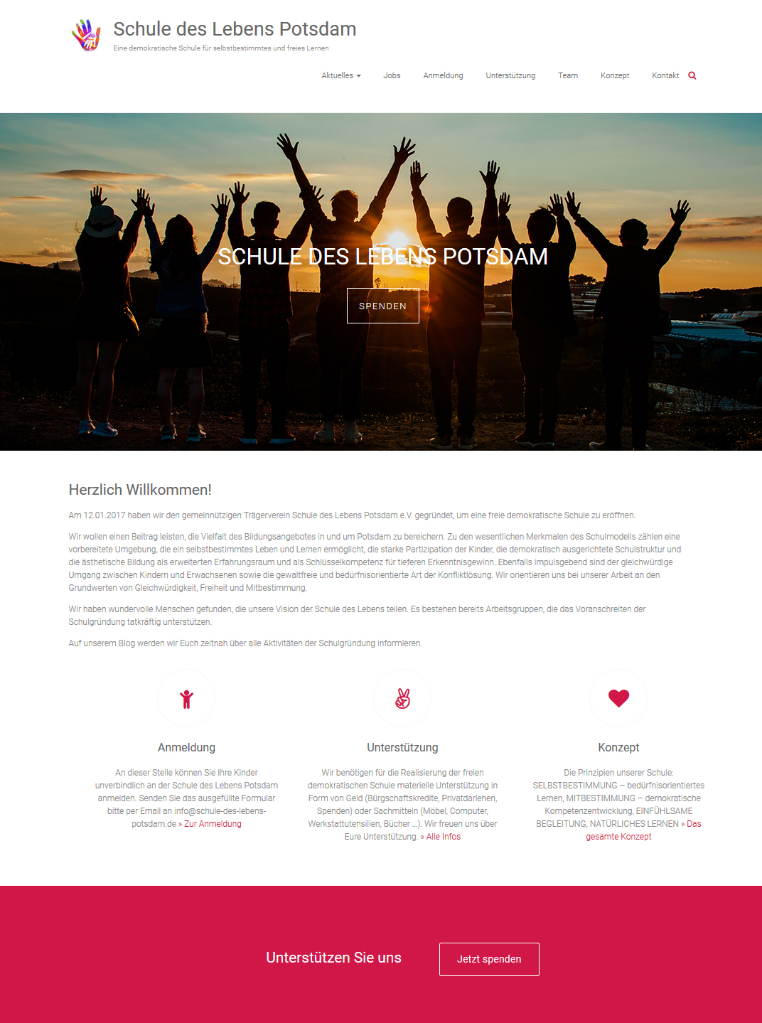 Webseite "Schule des Lebens Potsdam"