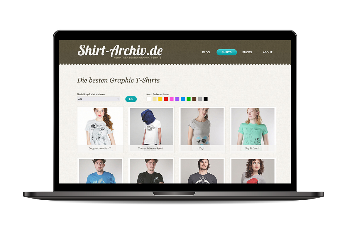 Webseite "Shirt-Archiv"
