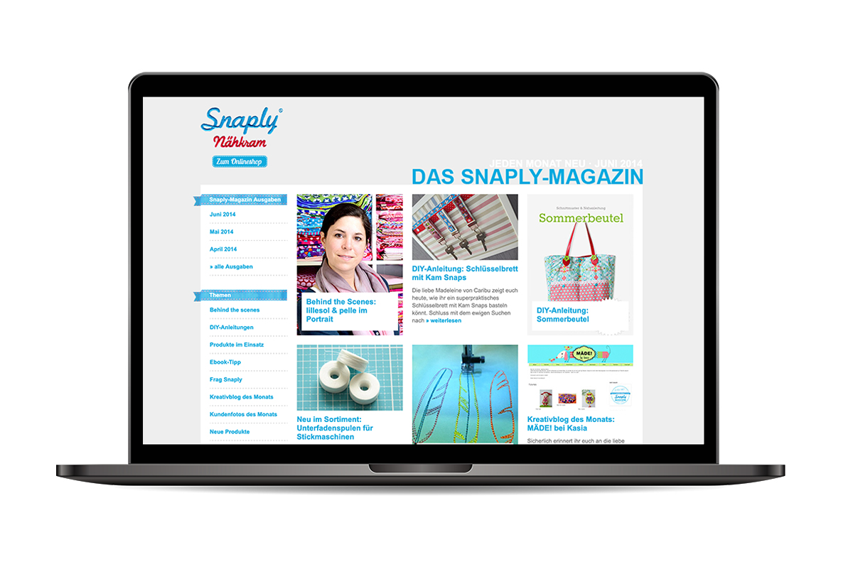 Webseite "Snaply Magazin"