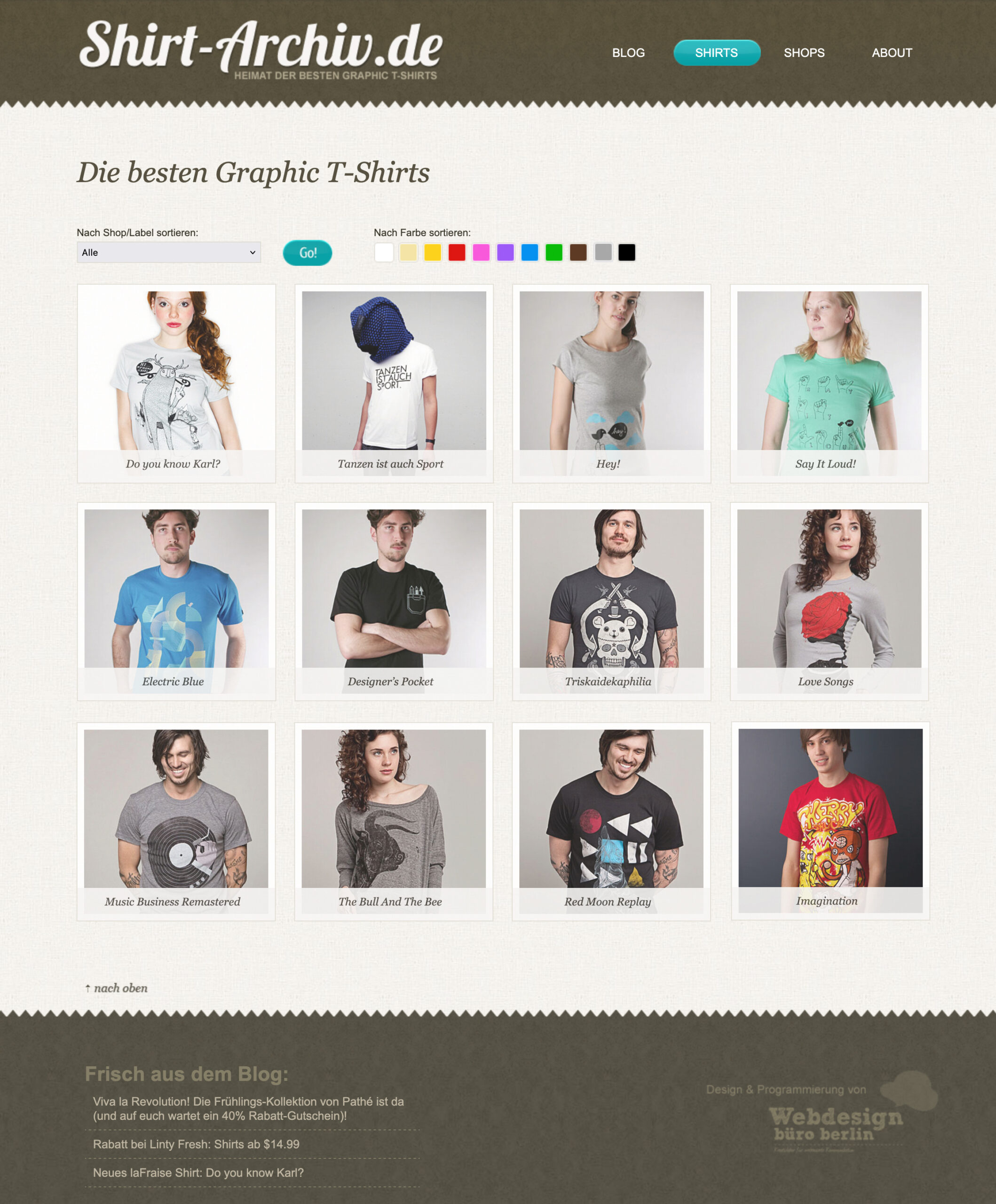 Webseite "Shirt-Archiv"